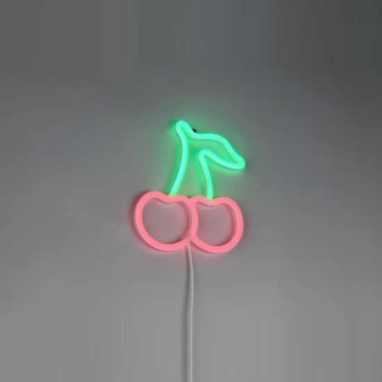 Applique per soggiorno led 2w usb-c decorativa a forma di ciliegie effetto neon trasparente