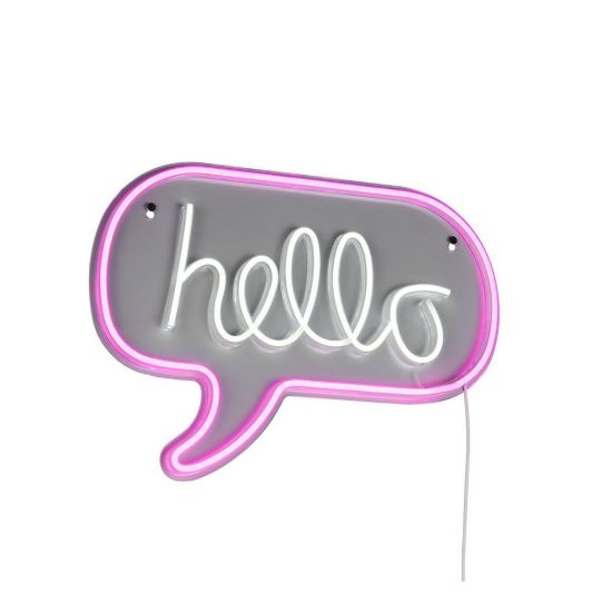 Applique per soggiorno led 5w usb-c decorativa a fumetto con scritta hello trasparente