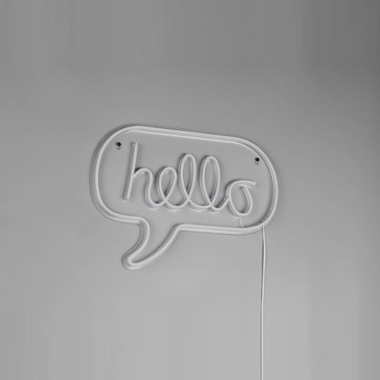 Applique per soggiorno led 5w usb-c decorativa a fumetto con scritta hello trasparente