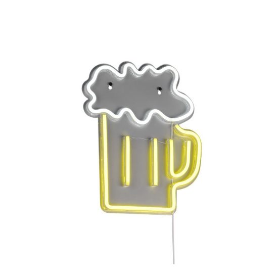 Applique per soggiorno led 5w usb-c decorativa a forma di boccale di birra effetto neon trasparente