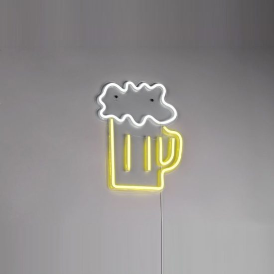 Applique per soggiorno led 5w usb-c decorativa a forma di boccale di birra effetto neon trasparente