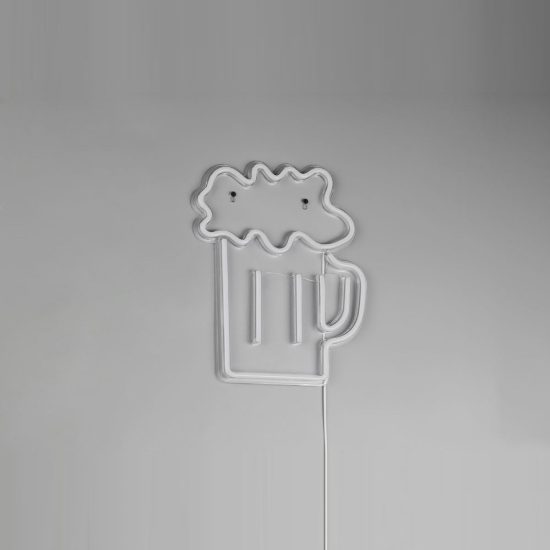 Applique per soggiorno led 5w usb-c decorativa a forma di boccale di birra effetto neon trasparente