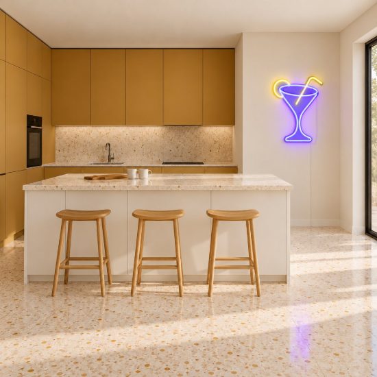Applique per soggiorno led 5w usb-c decorativa a forma di bicchiere da cocktail effetto neon trasparente