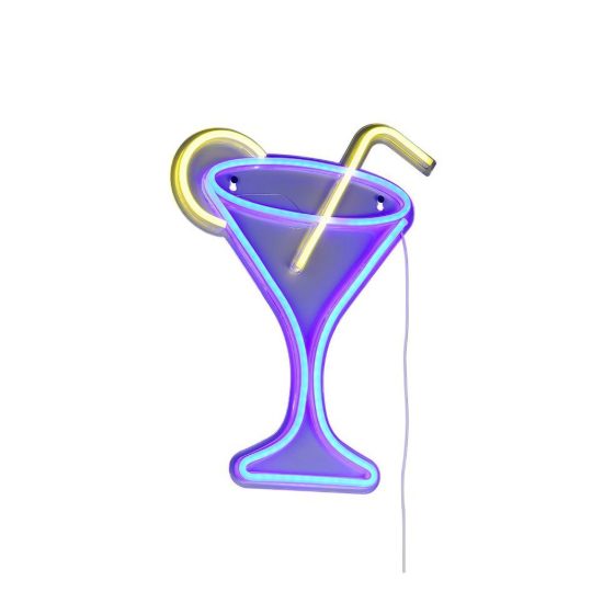 Applique per soggiorno led 5w usb-c decorativa a forma di bicchiere da cocktail effetto neon trasparente