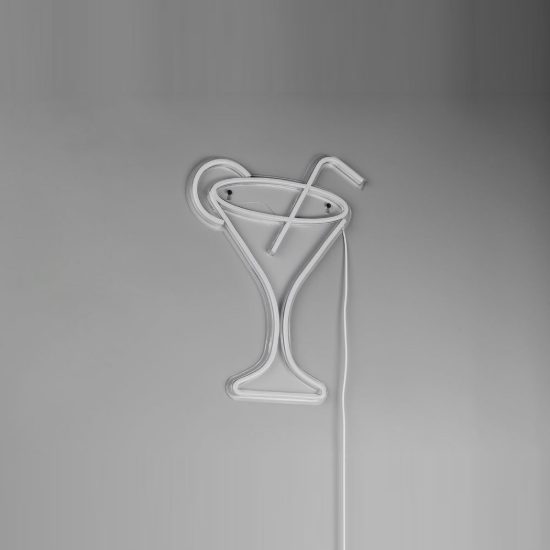 Applique per soggiorno led 5w usb-c decorativa a forma di bicchiere da cocktail effetto neon trasparente