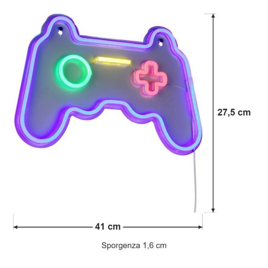 Applique led 5w usb-c decorativa per cameretta a forma di joypad trasparente