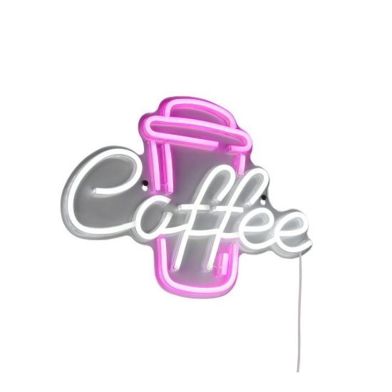 Applique per soggiorno led 5w usb-c decorativa a forma di tazza di caffe effetto neon trasparente