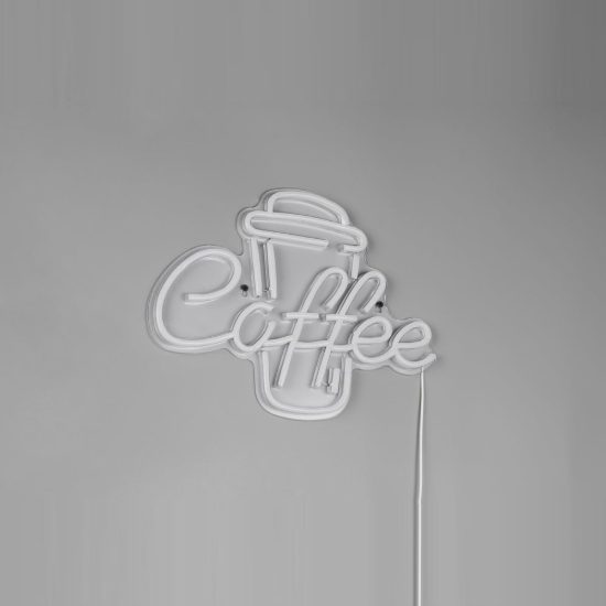 Applique per soggiorno led 5w usb-c decorativa a forma di tazza di caffe effetto neon trasparente
