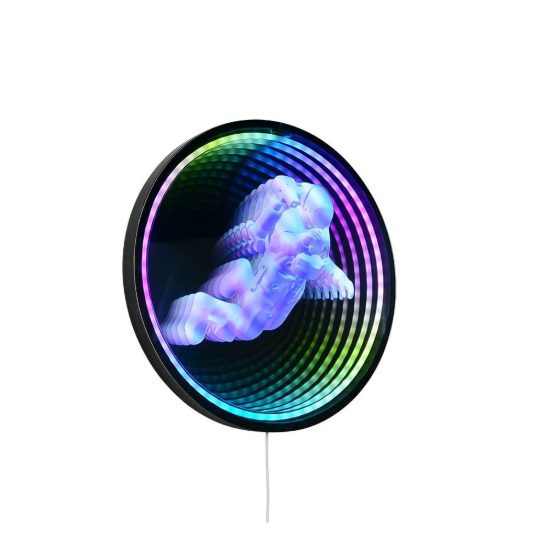 Applique led 6,5w 6500k rgb con telecomando per cameretta con astronauta effetto infinito nera