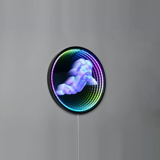 Applique led 6,5w 6500k rgb con telecomando per cameretta con astronauta effetto infinito nera