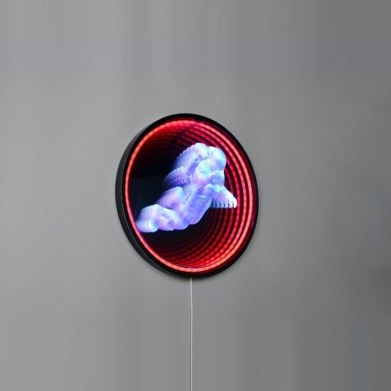 Applique led 6,5w 6500k rgb con telecomando per cameretta con astronauta effetto infinito nera