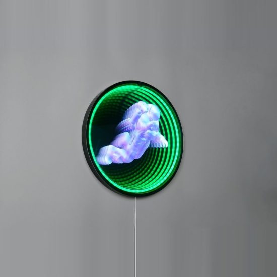 Applique led 6,5w 6500k rgb con telecomando per cameretta con astronauta effetto infinito nera