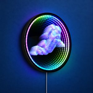Applique led 7w 6500k rgb con telecomando per cameretta con astronauta effetto infinito nera