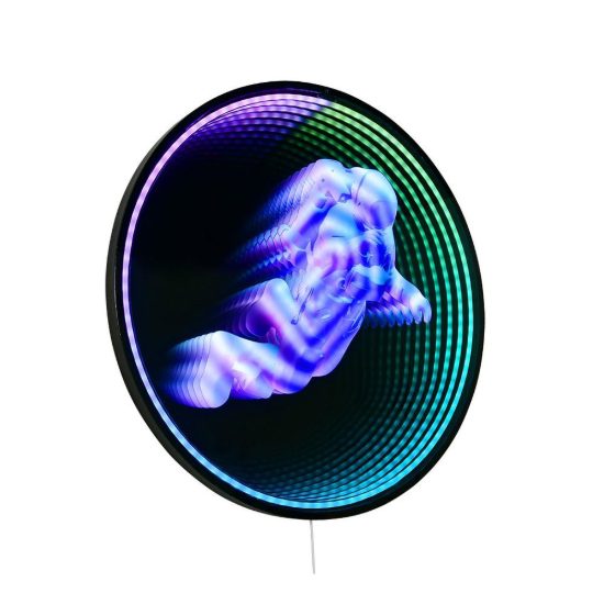 Applique led 7w 6500k rgb con telecomando per cameretta con astronauta effetto infinito nera