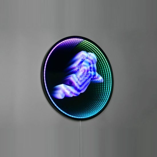 Applique led 7w 6500k rgb con telecomando per cameretta con astronauta effetto infinito nera