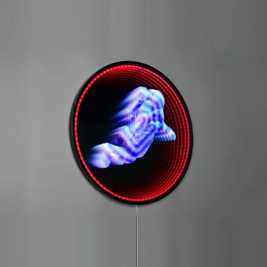 Applique led 7w 6500k rgb con telecomando per cameretta con astronauta effetto infinito nera