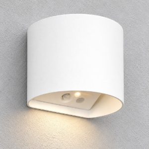 Applique da esterno ricaricabile led 2w 3000k con sensore di movimento ip44 stondata bianca