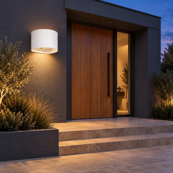 Applique da esterno ricaricabile led 2w 3000k con sensore di movimento ip44 stondata bianca