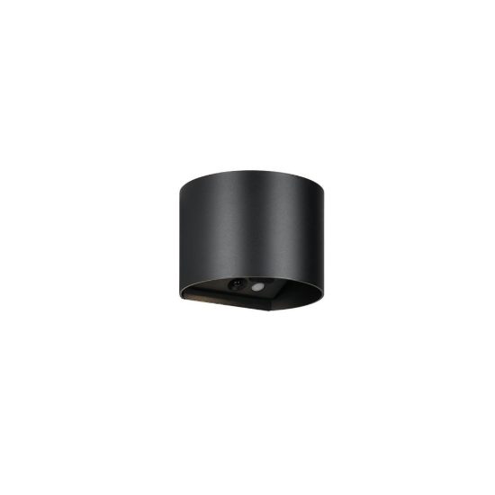 Applique da esterno ricaricabile led 2w 3000k con sensore di movimento ip44 stondata nera