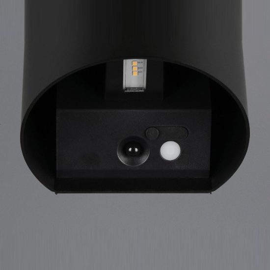 Applique da esterno ricaricabile led 2w 3000k con sensore di movimento ip44 stondata nera
