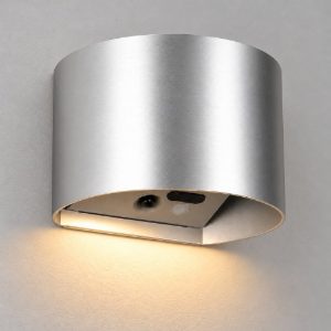 Applique da esterno ricaricabile led 2w 3000k con sensore di movimento ip44 stondata titanio
