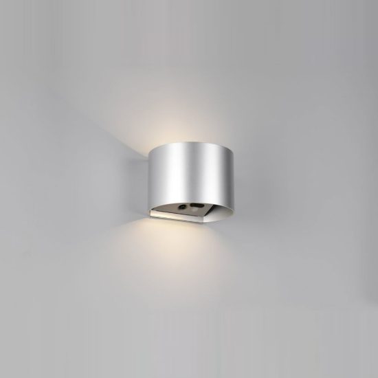 Applique da esterno ricaricabile led 2w 3000k con sensore di movimento ip44 stondata titanio