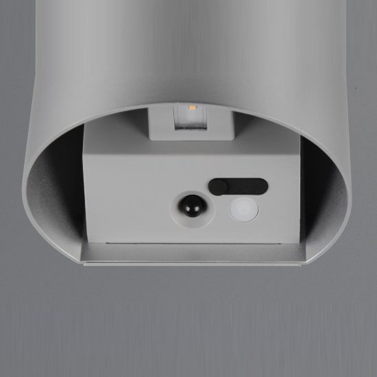 Applique da esterno ricaricabile led 2w 3000k con sensore di movimento ip44 stondata titanio