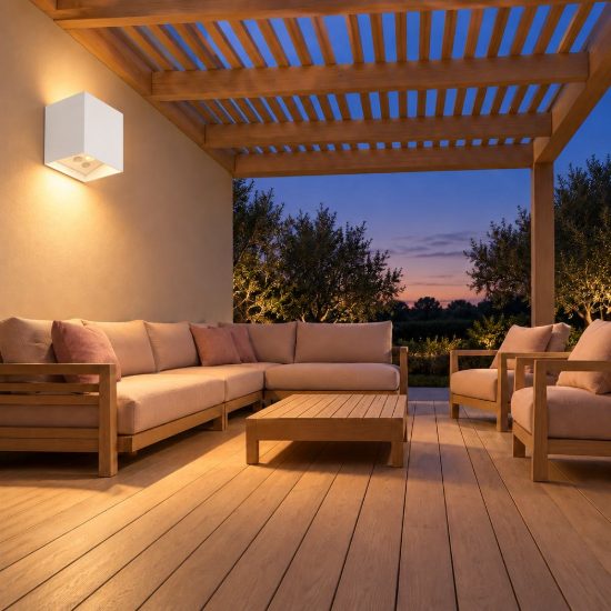 Applique da esterno ricaricabile led 2w 3000k con sensore di movimento ip44 quadrata bianca