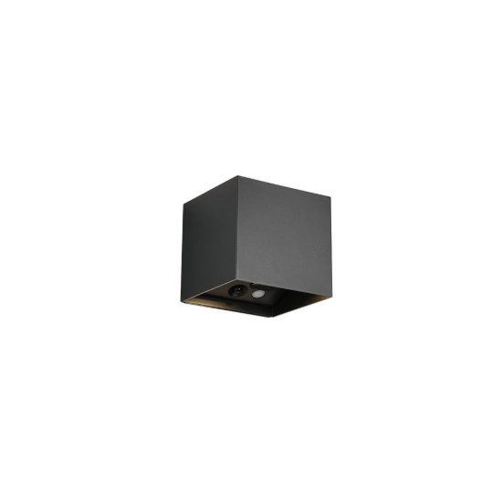 Applique da esterno ricaricabile led 2w 3000k con sensore di movimento ip44 quadrata nera