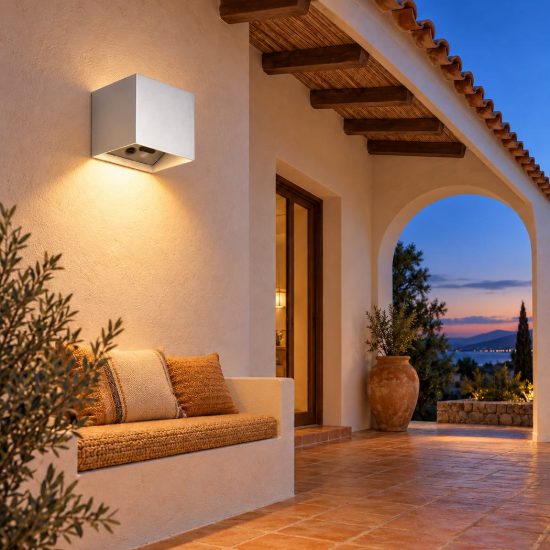 Applique da esterno ricaricabile led 2w 3000k con sensore di movimento ip44 quadrata titanio