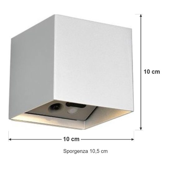 Applique da esterno ricaricabile led 2w 3000k con sensore di movimento ip44 quadrata titanio