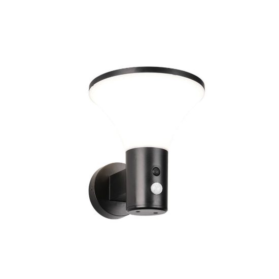 Applique da esterno solare led 3,5w 4000k con sensore di movimento ip44 a forma di fungo nera