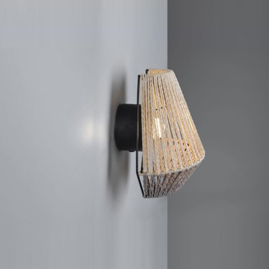 Applique per soggiorno ricaricabile led 1,5w 3000k touch in filato di carta intrecciato marrone