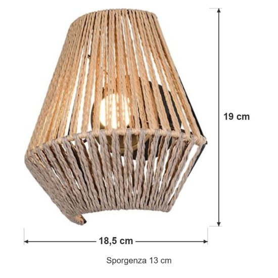 Applique per soggiorno ricaricabile led 1,5w 3000k touch in filato di carta intrecciato marrone
