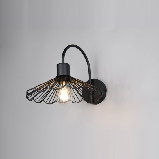 Applique per comodino camera da letto moderna nera a ventaglio con interruttore