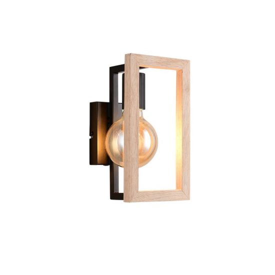 Applique per soggiorno moderna in metallo nero legno naturale