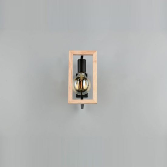 Applique per soggiorno moderna in metallo nero legno naturale