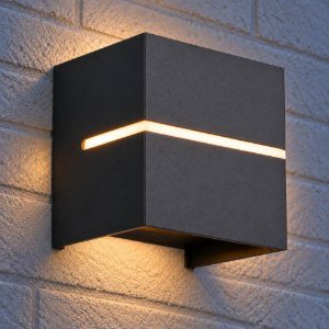 Applique da esterno ip44 bi-emissione moderna quadrata nera