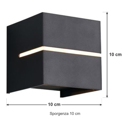 Applique da esterno ip44 bi-emissione moderna quadrata nera