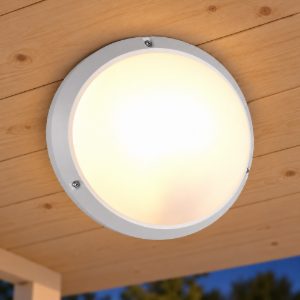 Plafoniera da esterno ip65 ik10 moderna rotonda bianca