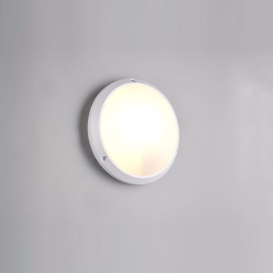 Plafoniera da esterno ip65 ik10 moderna rotonda bianca