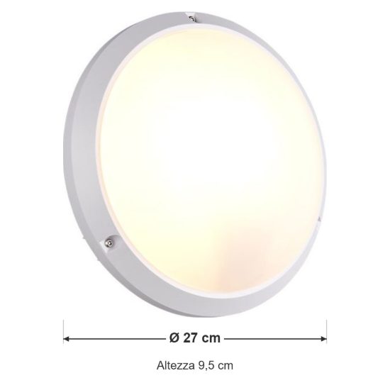 Plafoniera da esterno ip65 ik10 moderna rotonda bianca