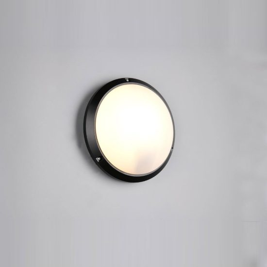 Plafoniera da esterno ip65 ik10 moderna rotonda nera