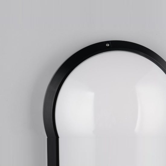 Plafoniera da esterno ip65 ik10 moderna rotonda nera