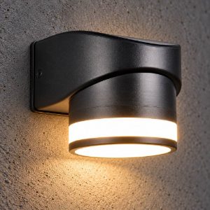 Applique da esterno ip44 moderna nera con anello luminoso