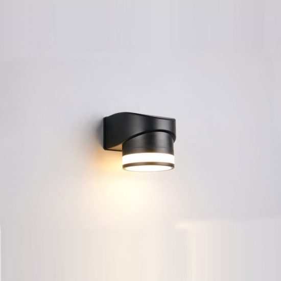 Applique da esterno ip44 moderna nera con anello luminoso