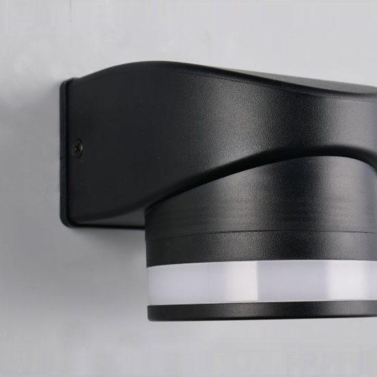Applique da esterno ip44 moderna nera con anello luminoso