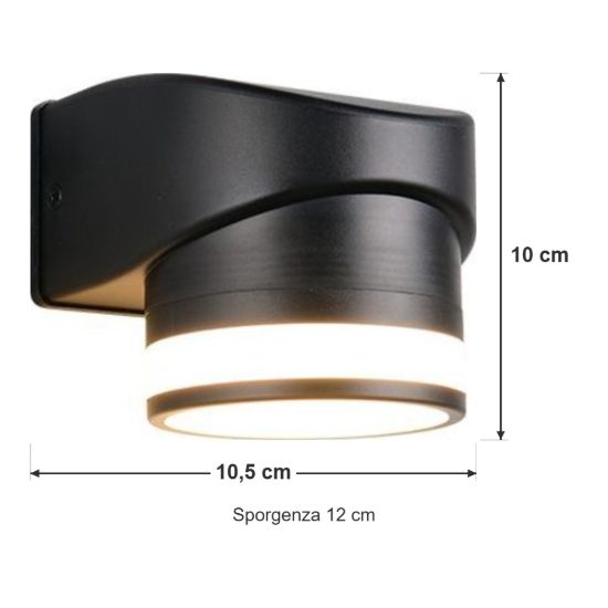 Applique da esterno ip44 moderna nera con anello luminoso