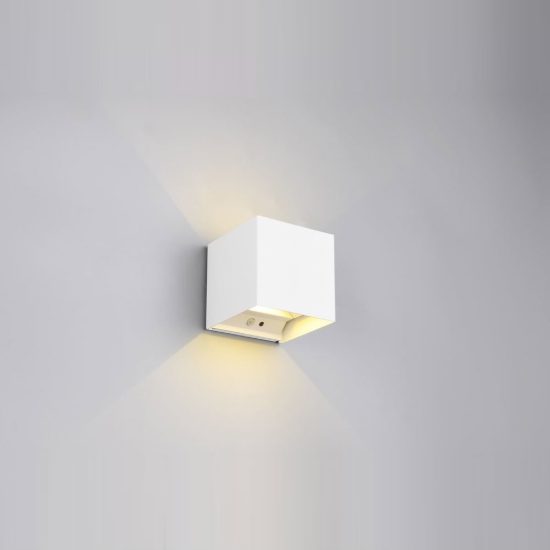 Applique da esterno ricaricabile led 1w 3000k con sensore di movimento ip44 cubica bianca