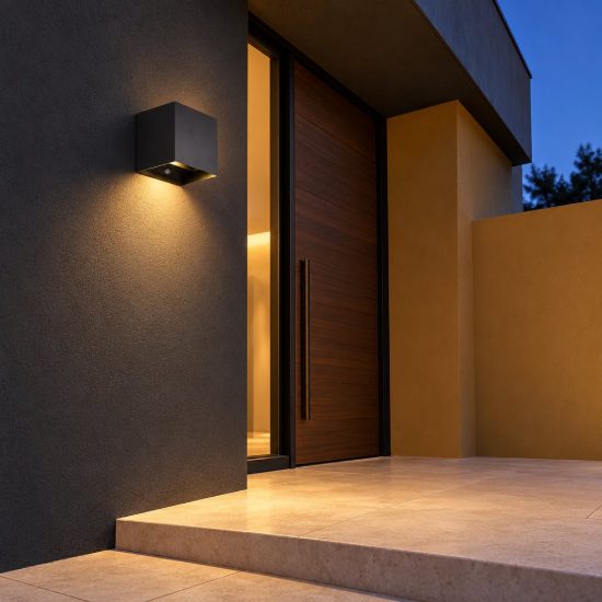 Applique da esterno ricaricabile led 1w 3000k con sensore di movimento ip44 cubica nera
